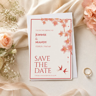 Elegant Floral Save-the-Date Wedding Card