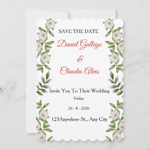 Elegant Floral Save The Date Wedding Invitation