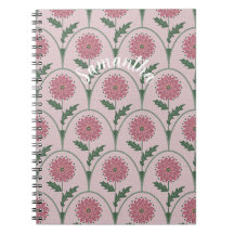 Elegant floral scallop & custom name on dusty pink