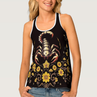 Elegant Floral Scorpion  Tank Top