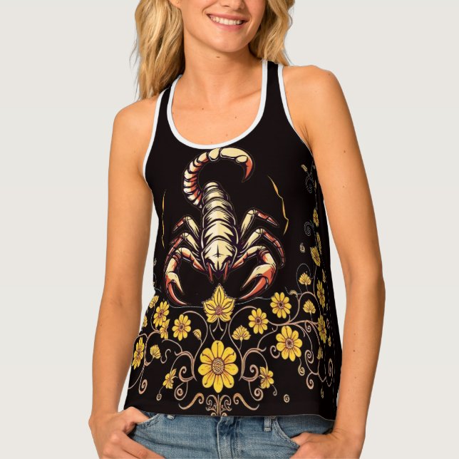 Elegant Floral Scorpion  Tank Top (Front)