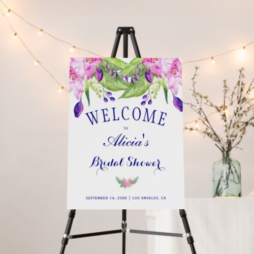 Elegant floral script bridal shower welcome sign