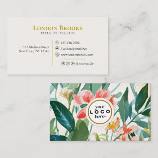 Elegant Floral Script Gold | Social Media Business Business Card