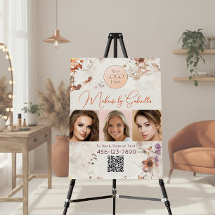 Elegant Floral Script Logo QR Code Photo Makeup Foam Board