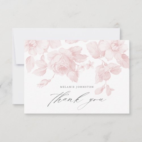 Elegant Floral Script Pink Baby Shower Thank You Card