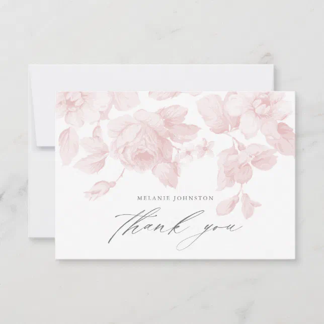 Elegant Floral Script Pink Baby Shower Thank You Card | Zazzle