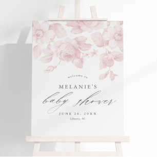 Elegant Floral Script Pink Baby Shower Welcome Foam Board