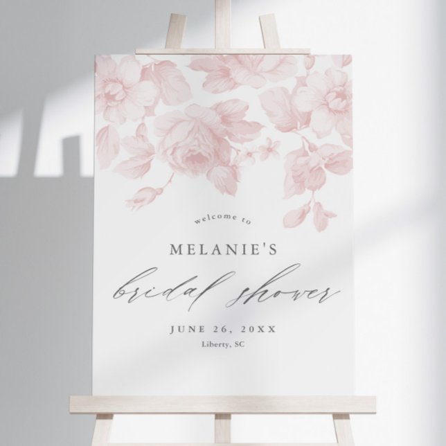Elegant Floral Script Pink Bridal Shower Welcome Foam Board (Creator Uploaded)