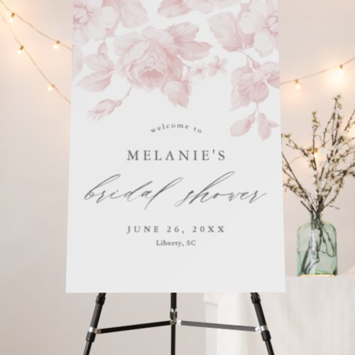 Elegant Floral Script Pink Bridal Shower Welcome Foam Board