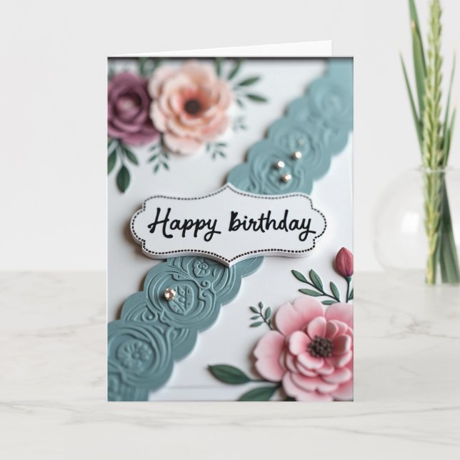 Elegant Floral Scripted Card (Front)