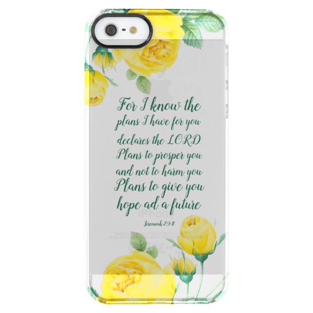Elegant Floral Scripture Jeremiah 29:11 Uncommon iPhone Case (Back)