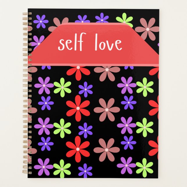 Elegant Floral Self Love Aesthetic Spiral Notebook (Front)