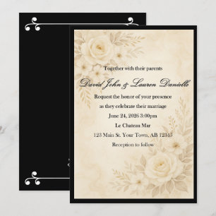 Elegant Floral Sepia Invitation