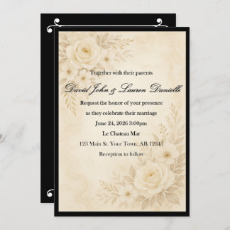 Elegant Floral Sepia Invitation