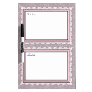 Elegant Floral Shopping / To Do List Dry Erase Board