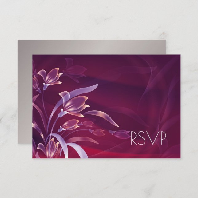 Elegant Floral | Silver Design RSVP Card (Front/Back)