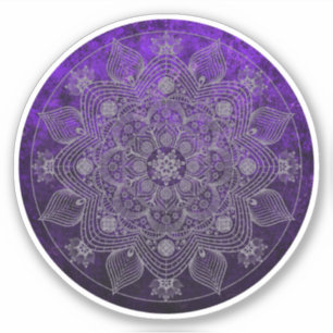 Elegant Floral Silver & Purple Mandala Sticker