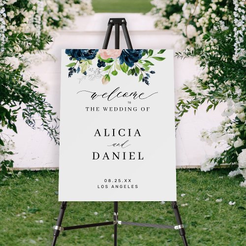 Elegant floral simple modern wedding welcome sign