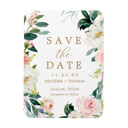 Elegant Floral Simple Save the Date Magnet Card