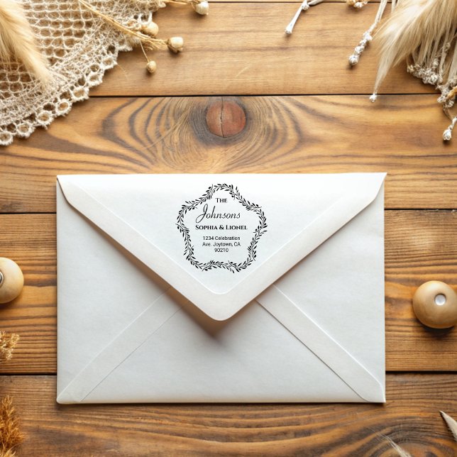 Elegant Floral Simple Wedding Return Address  Rubber Stamp (Creator Uploaded)
