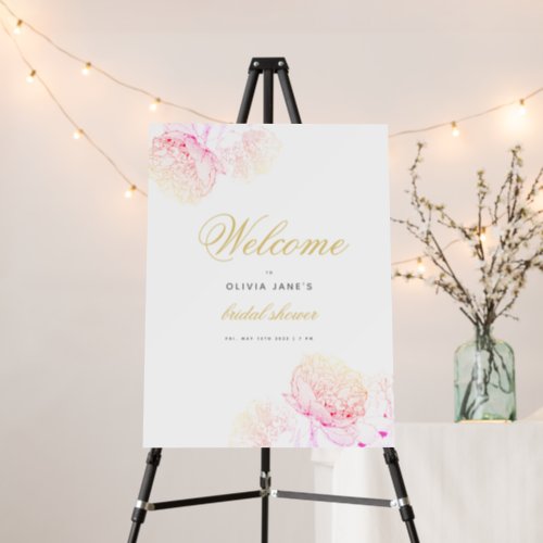 Elegant Floral Sketch Bridal Shower Welcome Sign