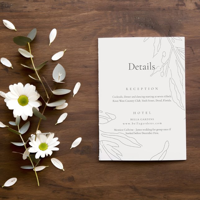 Elegant Floral Sketch Wedding Details Enclosure Card (Creator Uploaded)