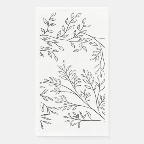 Elegant Floral Sketched Leafy Wedding Napkins