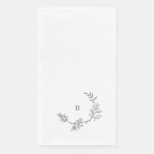 Elegant Floral Sketched Leafy Wedding Paper Guest Towels