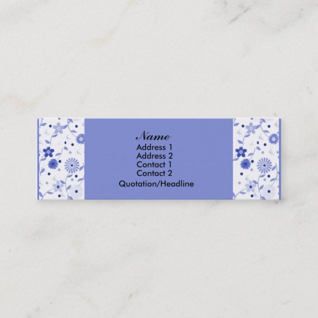 Elegant Floral Skinny Business card (Front)