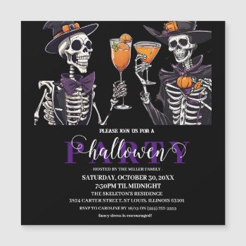 Elegant Floral Skull Adult Halloween Party Invitat Magnetic Invitation by ESSENStudio at Zazzle