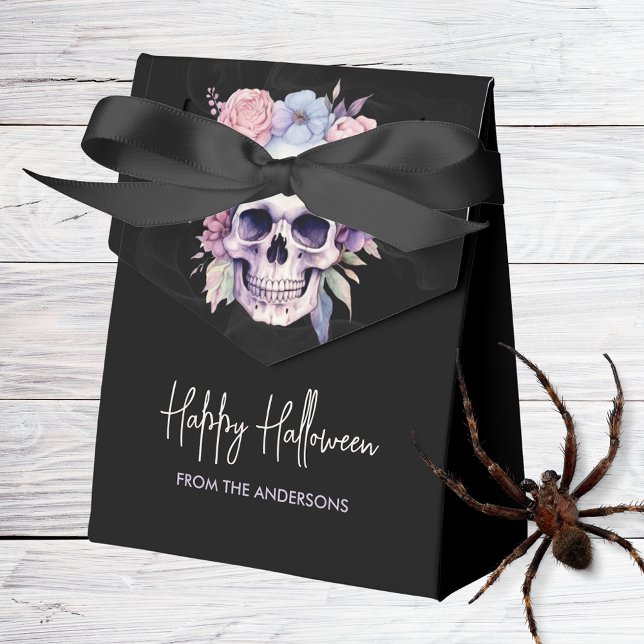 Elegant floral & Skull gothic halloween custom  Favor Boxes (Creator Uploaded)