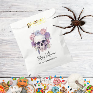 Elegant Floral & Skull Gothic Halloween Treats Favor Bag