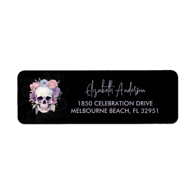 Elegant Floral & Skull Gothic spooky custom  Label (Front)