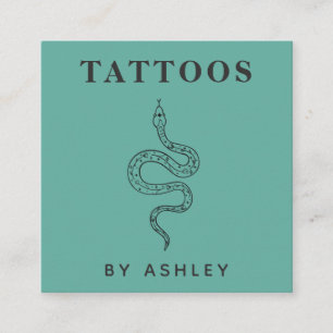 Elegant Floral Snake Tattoo Artist Social Media Square Business Card