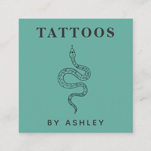 Elegant Floral Snake Tattoo Artist Social Media  Square Business Card