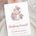 Elegant Floral Snowman Christmas Brunch Invitation<br><div class="desc">This sweet Christmas brunch party invitation features an elegant pink floral snowman with elegant script handwritten font. Perfect for celebrating the holidays in style, this invitation is sure to impress your guests. The invitation can be personalized to include your name, party details, and any other special information you want to...</div>