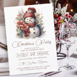 Elegant Floral Snowman Christmas Party Invitation<br><div class="desc">This elegant Christmas party invitation features an elegant watercolor Poinsettia floral snowman. Features Christmas in Red elegant script font on a white background. Perfect for celebrating the holidays in style, this invitation is sure to impress your guests. The invitation can be personalized to include your party details, and any other...</div>