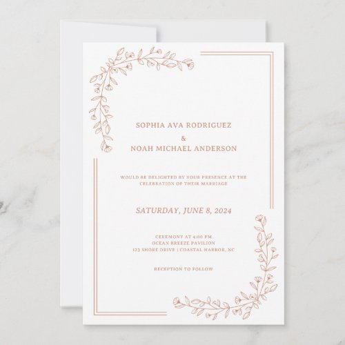 Elegant Floral Soft Coral Wedding Invitation