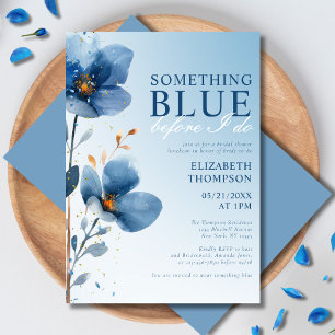 Elegant Floral Something Blue Bridal Shower Invitation