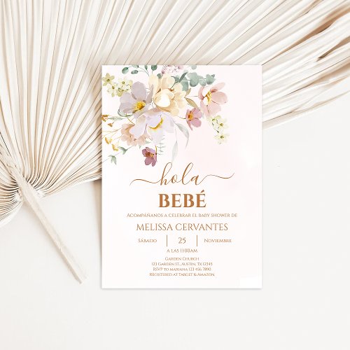 Elegant Floral Spanish Baby Shower Girl Invitation