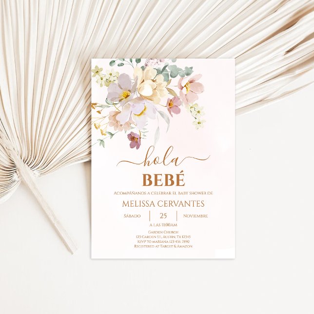 Elegant Floral Spanish Baby Shower Girl Invitation (Creator Uploaded)