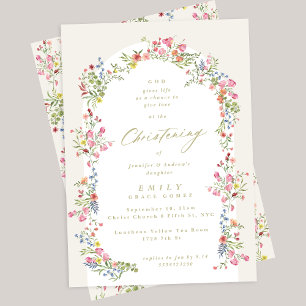 elegant floral spring arch christening invitation