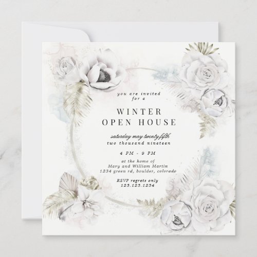 elegant floral square open house invitation