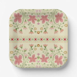 Elegant Floral Square Paper Plates
