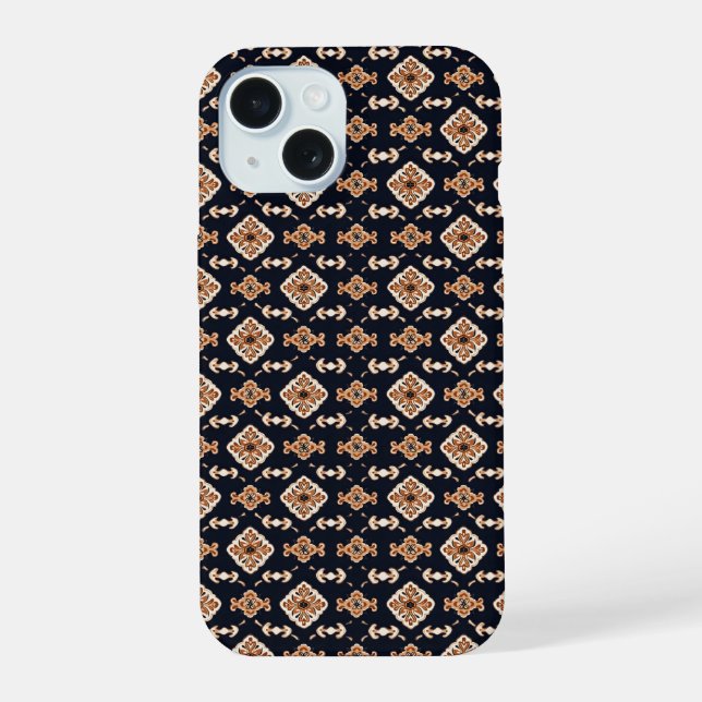 Elegant Floral Square Pattern Iphone Case (Back)
