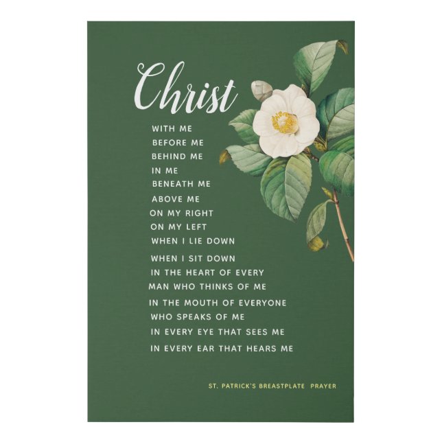 Elegant Floral St. Patrick's Breastplate Prayer Faux Canvas Print (Front)