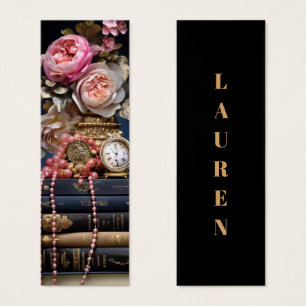 Elegant Floral Stack of Books Bookmark
