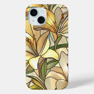 Elegant Floral Stained Glass Art Design Gift iPhone 15 Case