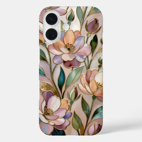 Elegant Floral Stained Glass Phone Case Pastel