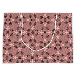 Elegant Floral & Star Pattern Set in Blush Tones Large Gift Bag